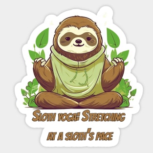 Adorable Sloth Yoga T-Shirt Design for Relaxation Sticker